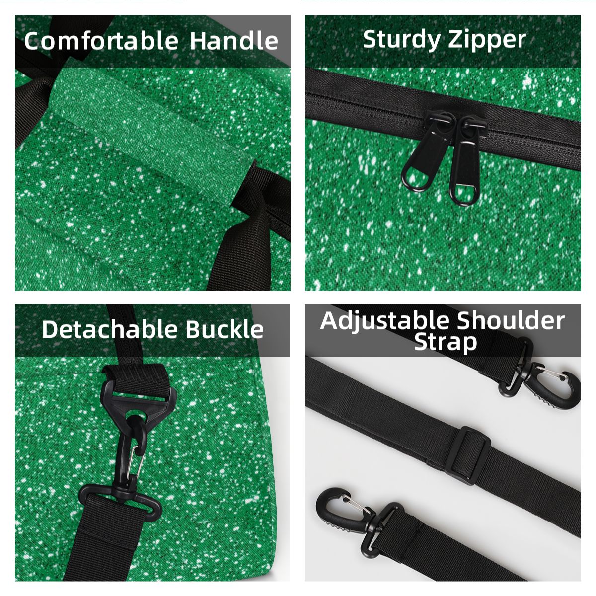 Herdesigns Sports Duffle Bags Travel Duffle Bag Gym Bag Green Glitter Star Weekender Travel Bag Waterproof Overnight Bag Carry On Travel Tote Bag Dance Bags
