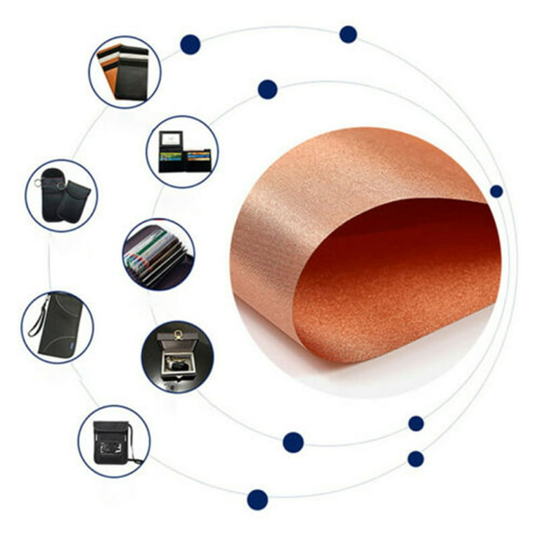 Fule Pure Copper Fabric Blocking RFID/RF-Reduce EMF/EMI Protection  Conductive Fabric for Smart Meters Prevent from Radiation/Singal/WiFi  Golden Color 39x43inch 