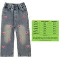thumbnail image 3 of Peacolate 2-12Years Little Big Girls Spring Autumn Embroidered Jeans Pants for Kid,Heart,3Years, 3 of 4