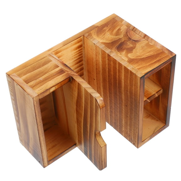 PENIKOKO Wooden Utensil Holder Brown Cutlery Organizer Kitchen Storage Container for Restaurant and Everyday Use 1 Set