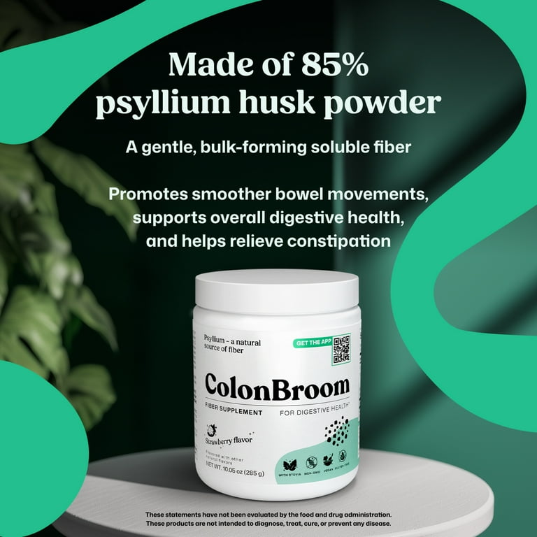 colonbroom glp-1 ingredients ColonBroom Psyllium Husk Powder, Cleanse for Bloating & Gut Health,  Strawberry, 150 Servings