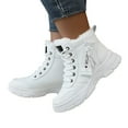 thumbnail image 2 of Xfvqtps Womens Casual Shoes High Top Lace Up Plush Fleece Line Fashion Waterproof Non Slip Winter Ankle Boots Versatile Warm Snow Velvet Boots Cotton Shoes White, 2 of 5