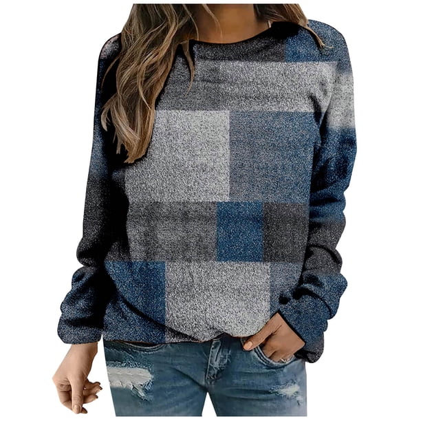 Sudadera de cuello redondo transpirable cómoda de manga larga con estampado de moda para mujer Fridja fjkfkj7465