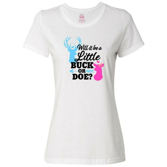 Inktastic Gender Reveal Will It Be a Little Buck or Doe? Women's T-Shirt