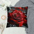 thumbnail image 2 of Shiartex Red Flower Throw Pillows Covers 18x18 Red Rose Gray Black Decorative Pillow Covers for Couch Floral  Pillowcases Farmhouse Pillow Cases Summer Spring (Red Black), 2 of 5