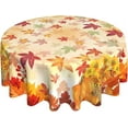 thumbnail image 1 of Fall Round Tablecloth 60 Inch Autumn Maple Leaf Pumpkin Sunflower Print Decorative Table Cloth Thanksgiving Tablecloth Suitable for Home Kitchen Dining Table Outdoor Party Picnic, 1 of 6