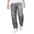 thumbnail image 6 of TIREOW Teen Boys Trendy Y2K Ripped Jeans Straight Wide Leg Denim Pants Fashionable Casual Loose Fit Daily Streetwear Denim Trousers, 6 of 9