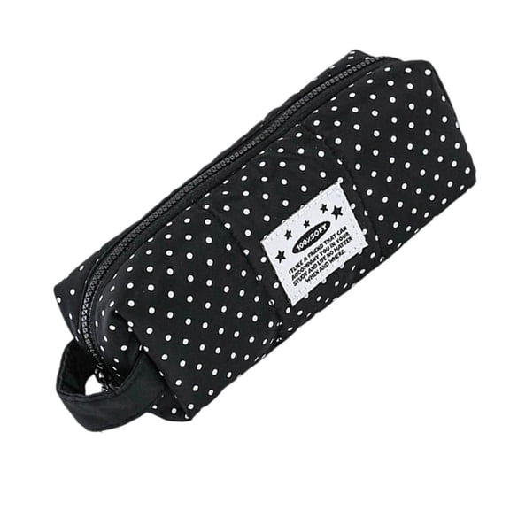 MOMOJIA Dotted Print Pencil Bag Multi Compartment Cloth Pencil Case Zippered for Student