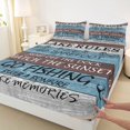 thumbnail image 3 of jejeloiu Black Lake Paddles Queen Sheet Sets,Blue Retro Wooden Bed Set For Adults Kids 4pcs, 3 of 7
