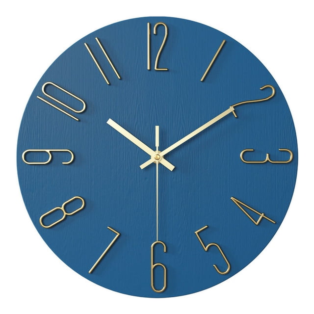 Reloj de pared silencioso que no hace tictac, reloj de decoración de estilo moderno para el hogar, oficina, escuela, cocina, dormitorio, sala de estar (azul)