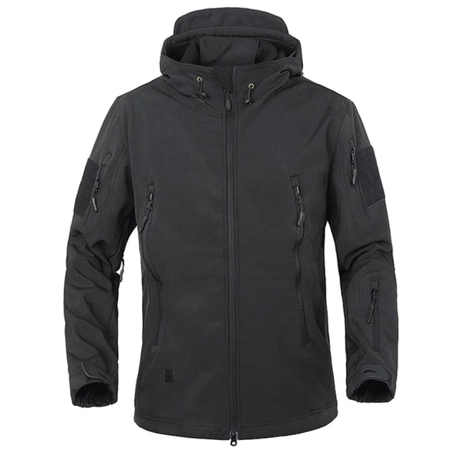 Windbreaker Jackets for Men Warm Fleece Soft Outdoor Solid Color Jacket Windbreaker Men Black M