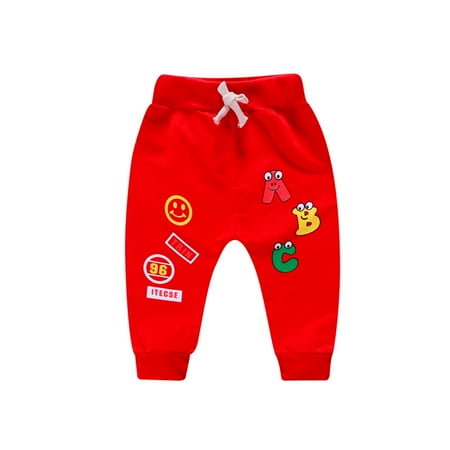 

WZHKSN Newborn Baby Girl Boy Cartoon Letter Printed Casual Pants Sports Trousers