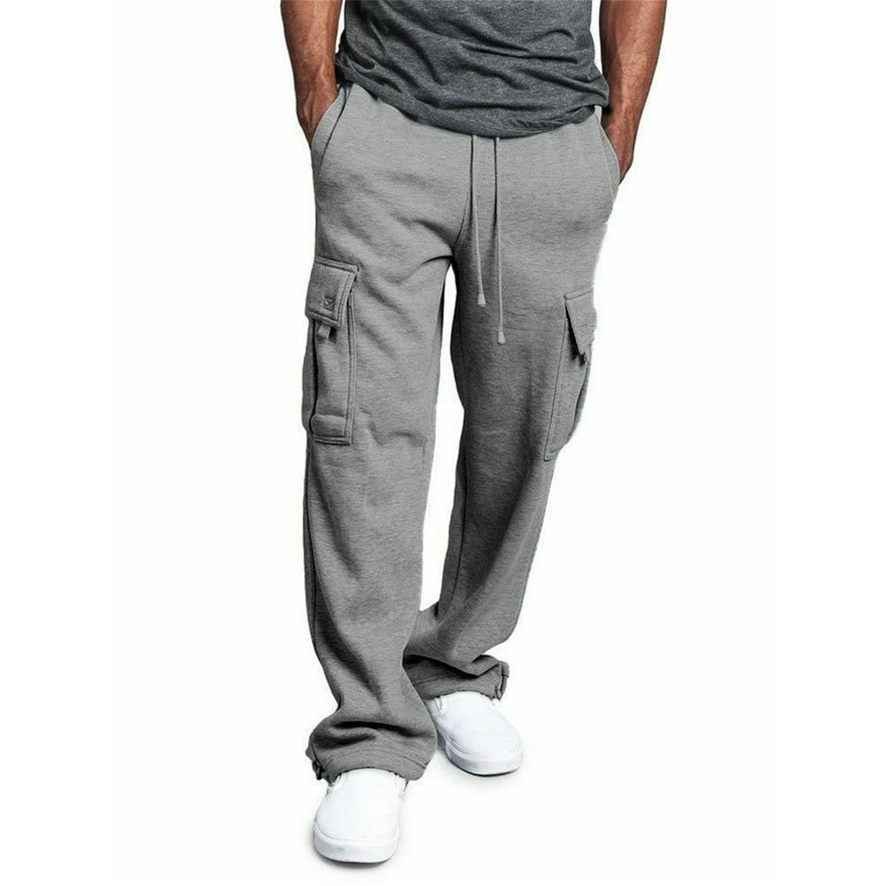 suanret - Suanret Men Straight Leg Jogger Heavy Weight Fleece Cargo Pocket Sweat Pants - Walmart
