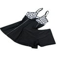 thumbnail image 3 of FNNMNNR Women Bathing Suit Striped Padded Dress Low-Waist Shorts Swimsuit, 3 of 6
