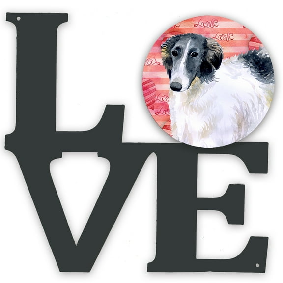 Borzoi Love Metal Wall Artwork LOVE Red