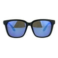 thumbnail image 2 of Mens Kush Hipster Plastic Horn Rim Color Mirror Sunglasses Matte Black Blue, 2 of 4