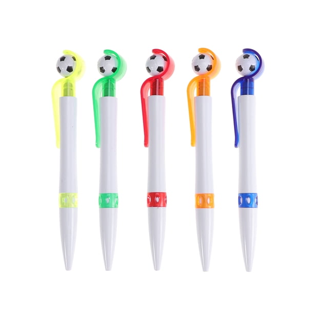 5 bolígrafos con forma de balón de fútbol, creativos, para el hogar, la escuela y la oficina (color aleatorio).