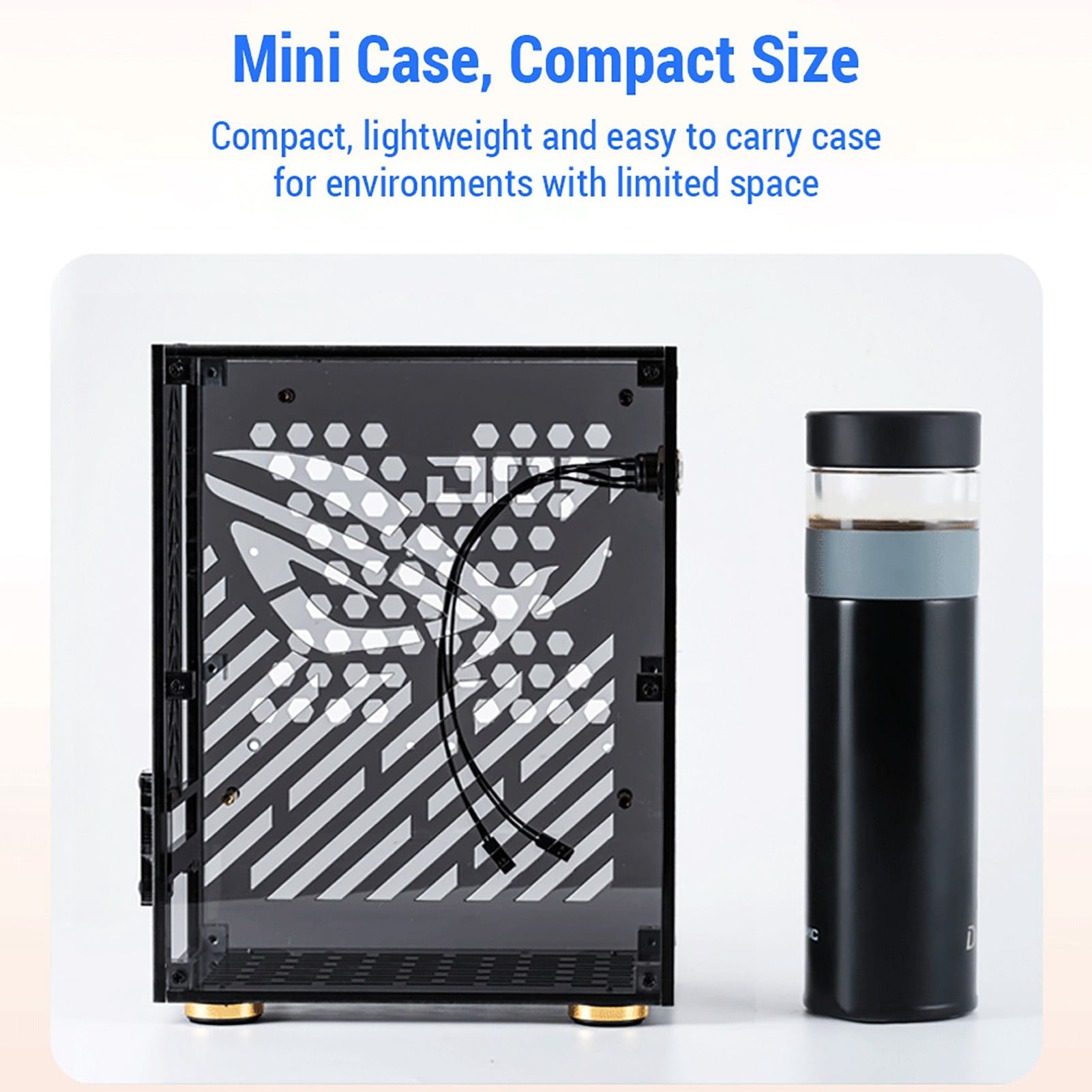 Chassis Portable Small Computer Case Plexiglass Shell Compact PC Case Desktop PC Case Mini-ITX Motherboard  Power Supply