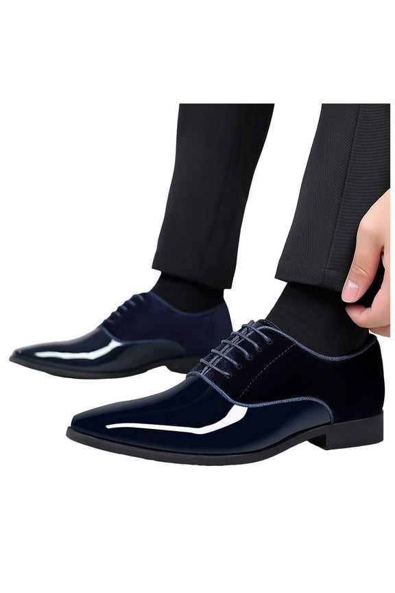 Mens Oxfords Dress Shoes Leather Satin Patchwork Pointed Toe Groom Formal Business Wedding Suit Tuxedo Shoes