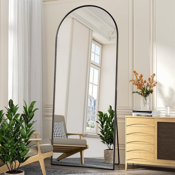 AUROMIR 71"x30" Arched Full Length Mirror Large Floor Mirror with Metal Frame, Black
