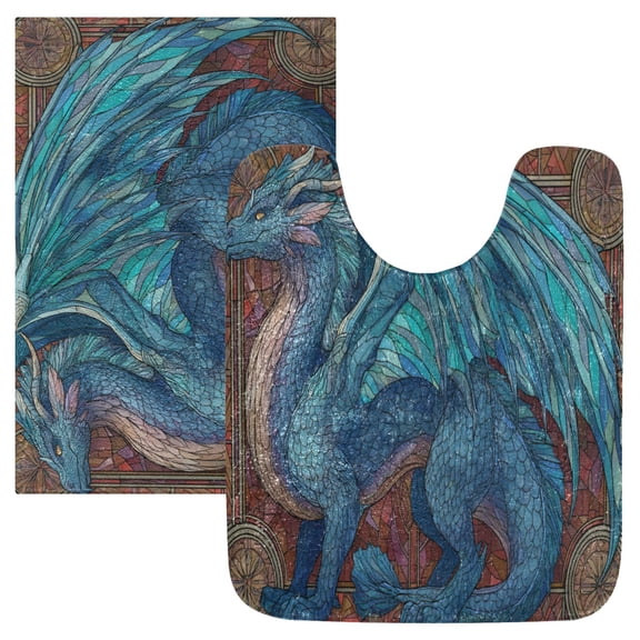 RMDQTR 2PCs Bathroom Rugs Set Plush Toilet Base Mat 16" Ć 24" Bath Mat and 20" Ć 24" U Shape Soft Rugs Non Slip Absorbent