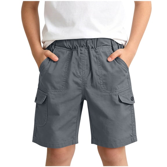 Zpanxa Boy's Denim Cargo Shorts Solid Elastic Waist Multi-Pocket, Lightweight Breathable for Summer Outdoor