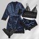 thumbnail image 4 of Conjunto de pantalones cortos y sujetador para dormir para mujer conjunto elegante de 4 piezas a juego traje para el hogar, 4 of 7