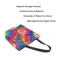 thumbnail image 3 of Open Top Canvas Tote Bag with Zipper Reusable Shopping Bag 13.5x15" Roomy Carryall Colorful Tie-dye with Swirling, 3 of 9