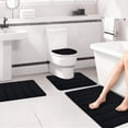 thumbnail image 4 of Dianli Bathroom Rug Set 4 Piece Foam Bath Mat Non Slip Latex Bottom Soft Absorbent Washable Bathroom Mats Toilet Rugs Plush Thick Universal Carpet Easy Dry Complete Set Dark Color, 4 of 9