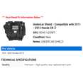 thumbnail image 2 of Undercar Shield - Compatible with 2011 - 2012 Honda CR-Z, 2 of 2