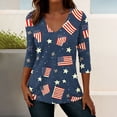 thumbnail image 7 of 3/4 Sleeve V Neck USA Patriotic Shirt for Women 4th of July America Stars Stripes Flag Tops 2026 Independence Day Tee, 7 of 7