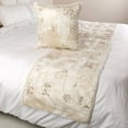 thumbnail image 3 of Ivory Bed Runner without Pillow Cover, Full Size 68"x18" Decorative Bed Runner, Ivory Velvet Bed Scarf in Foil Velvet with Sequin - Creative Grudge, 3 of 4