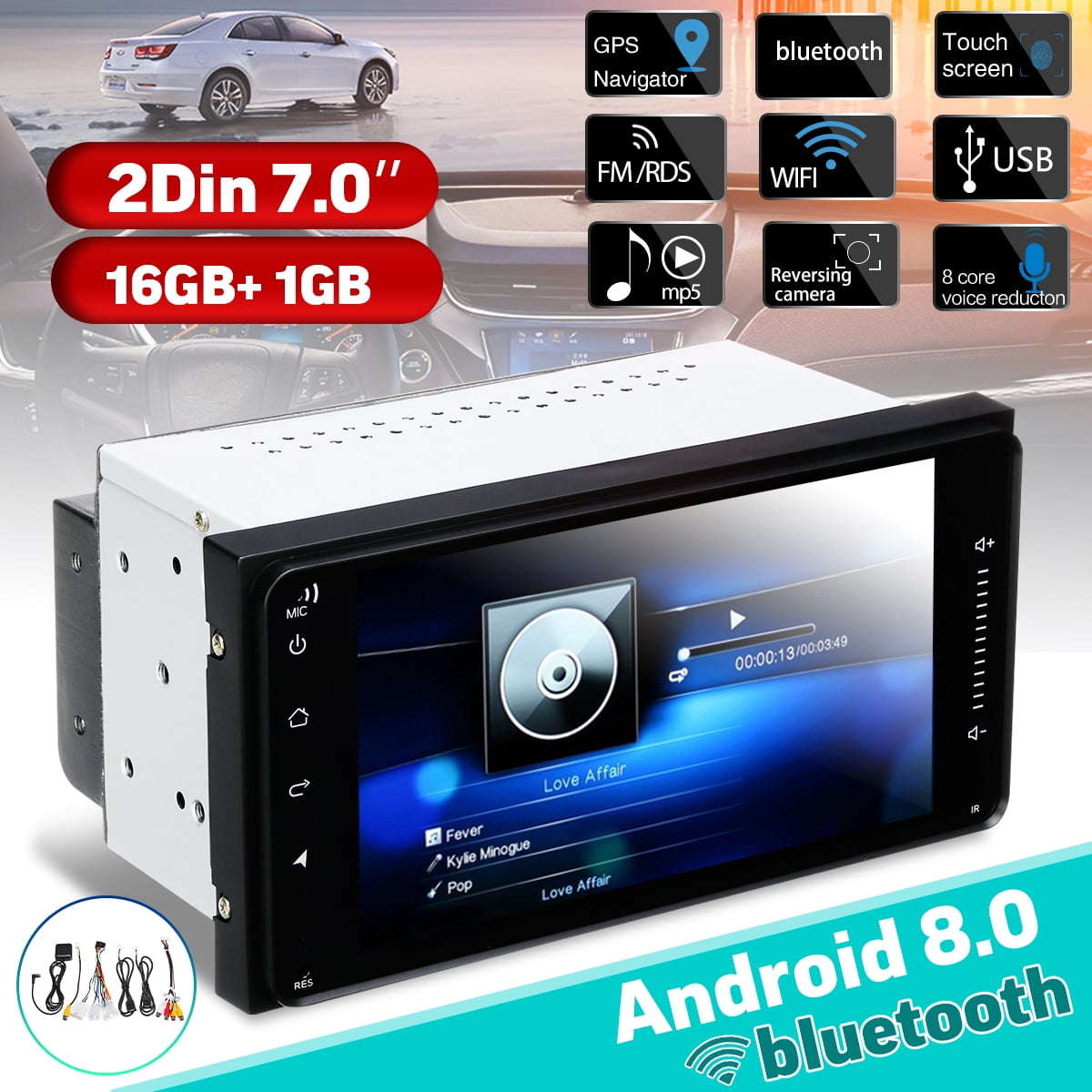 7/" Android 8.0 2Din Car Radio Audio Stereo Multimedia GPS Navigation MP5 Player~