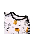 thumbnail image 4 of Qiylii Baby Halloween Romper,Stripe Long Sleeves Cartoon Ghost Pumpkin Romper+Hat, 4 of 9