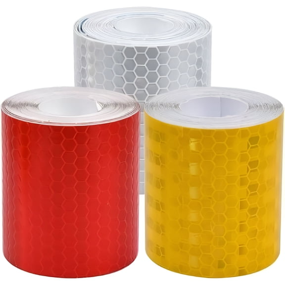 ICERUN Reflective Tape Waterproof Night Safety,Strong Adhesive For Outdoor Use High Visibility Tape,Honeycomb Patterns For Road Markings,Vehicles,Bicycles,3 Roll 3 Colors (5 Cm X 3)