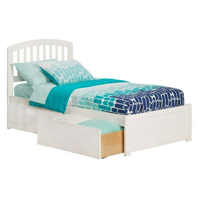 Pemberly Row Lit Plateforme Simple avec Rangement, Blanc