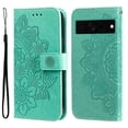 thumbnail image 1 of SaniMore for Google Pixel 7 Pro Case with Wrist Strap, Fashion Flower Embossing Design for Girls/Women, Dual Magnet Card Holder Wallet Cover Kickstand Shockproof for Google Pixel 7 Pro, Green, 1 of 9