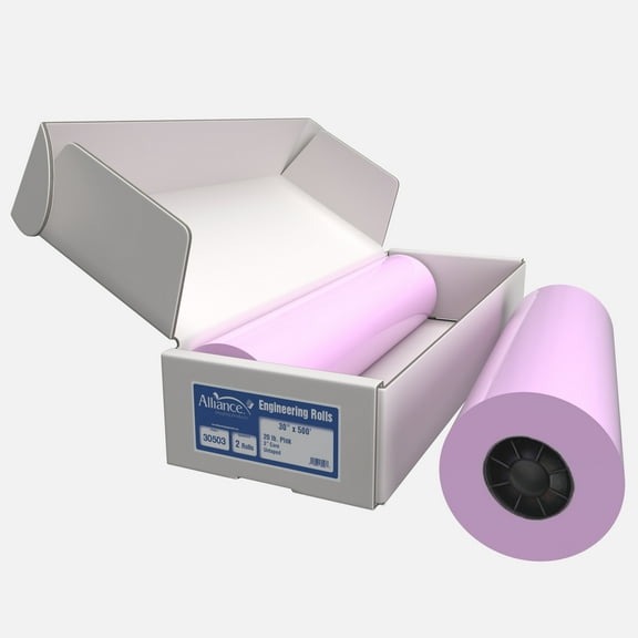 Alliance Wide Format Paper 30" x 500' Pink Bond Engineering 20lb | 92 Bright | 2 Rolls | 3" Core