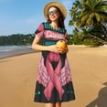 thumbnail image 4 of Fotbe Ribbon With Angel Wings Vestido Largo de Moda para Mujer, Vestido Tipo Camiseta con Manga Corta y Estilo Casual a Rayas y Bloques de Color, 4 of 6