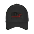 thumbnail image 2 of USA Redesign Flag Thin Red Blue Line Classic Baseball Hat Remembering Fallen Cap, Thin Red Line, Black Cap, 2 of 5