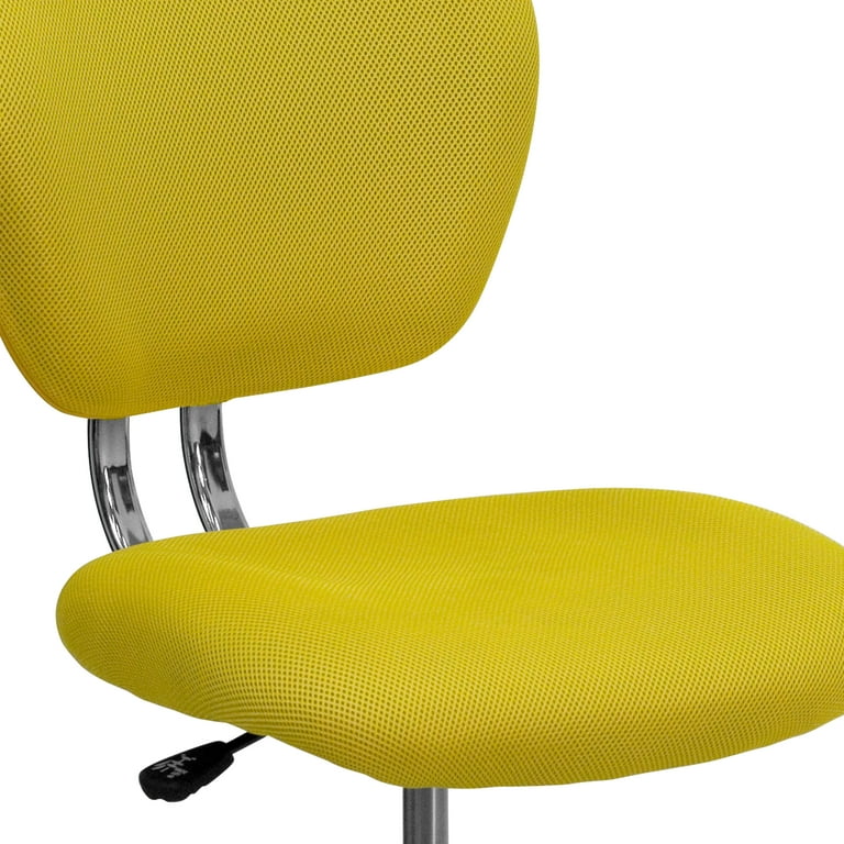 Flash Furniture Mid Back Yellow Mesh Padded Swivel Task Office Chair with Chrome Base