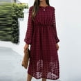 thumbnail image 1 of Offre du Jour! Aqestyerly Robe Décontractée Mode Femme Col Rond Couleur Unie Manches Longues Longueur Genou, 1 of 6