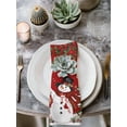 thumbnail image 2 of Red Christmas Snowman Cloth Napkins Set of 4 Reusable Dinner Napkins, Xmas Snowflake Elk Tree Balls Cocktail Napkin Washable Table Napkins for Wedding/Holiday Party/Baby Shower 20"x20", 2 of 7