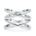 thumbnail image 3 of Two X Crisscross Stackable Half Eternity Band Women Ring Cubic Zirconia 925 Sterling Silver, 3 of 5
