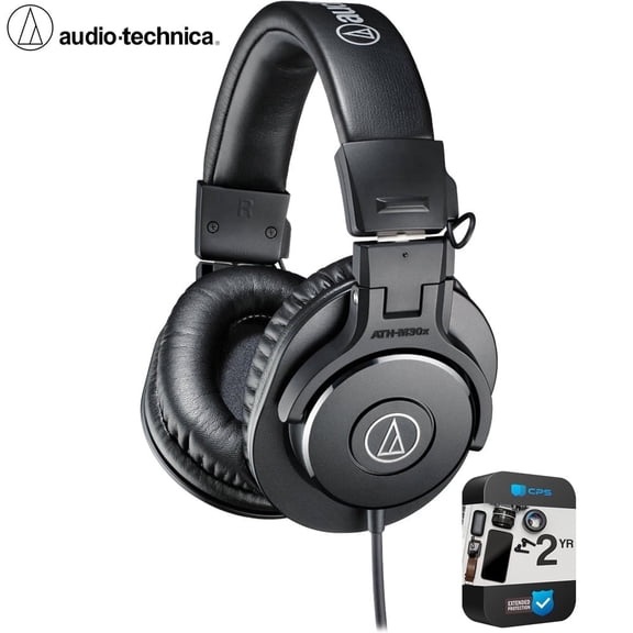 Audio-Technica ATH-M30X Professional Headphones Bundle with 2 YR CPS Enhanced Protection Pack