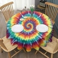 thumbnail image 3 of Colorful Rainbow Tie Dye Spiral Pattern Round Tablecloth 60"x60",Wrinkle Wipeable Table Cloth for Kitchen Dining Room Picnic Patio Party, 3 of 6