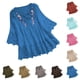 thumbnail image 1 of Camisas para adolescentes,Blusa vintage de encaje con patchwork, top de manga tres cuartos con cuello en V, camiseta de lino con detalle de lazo informal, tops de moda para mujer, sopatenor, 1 of 9