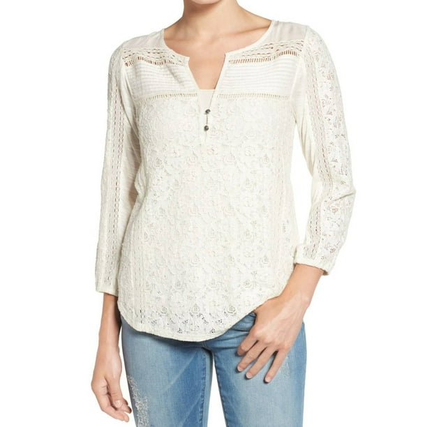 Lucky Brand - Lucky Brand NEW White Ivory Womens Size Large L Mixed ...