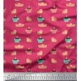 thumbnail image 1 of Soimoi Modal Satin Fabric Cake Slice & Coffee Beverages Fabric Prints by Yard 42 Inch Wide, 1 of 1