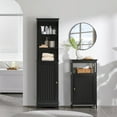 thumbnail image 2 of 60.5" Freestanding Bathroom Storage Cabinet, Tall Slim Floor Cabinet with 3 Shelves & Door, Space Saving Organizer, Home Storage Furniture, Black, 2 of 9